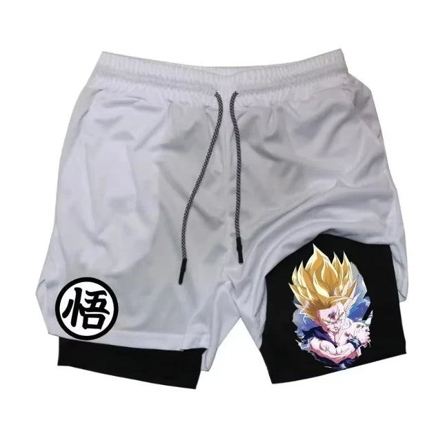 2026 Summer Anime Dragon Ball Son Goku Shorts Men Double Layer Sports Short Pants Digital Printing Sportswear Breathable Beach