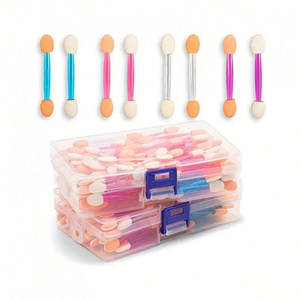 100/120/200Pcs Double-Headed Eyeshadow Brush, Disposable Dual Sided Eyeshadow Brush Double Ended Sponge Applicator Oval Tipped