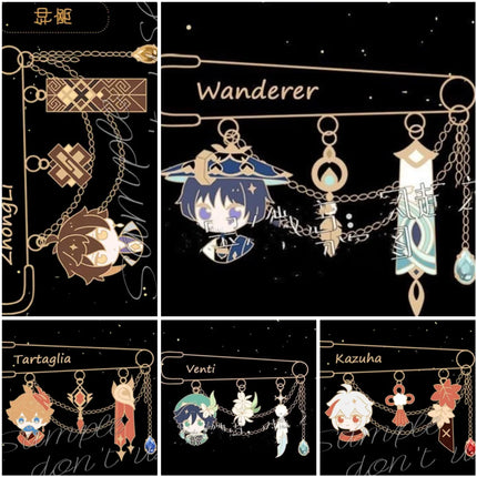 Wanderer Everlasting Lord of Arcane Wisdom Kaedehara Kazuha Venti Cosplay Pin Backpack Pendant Kawaii Accessorie Mascot Souvenir