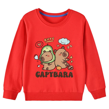 Cute Capibara Cotton Sweatshirt For Boys And Girls Children's Funny Hoodies For Autumn Kids Long Tshirt Outdoor Sports Sweater