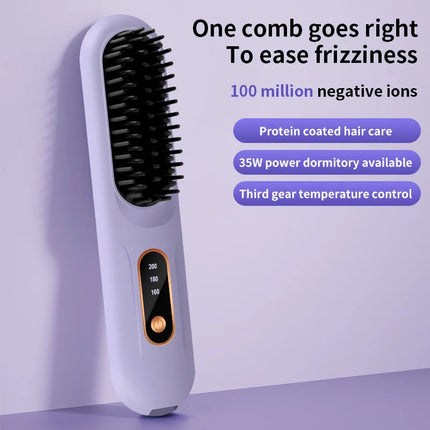 USB charging straight hair comb portable straightener 3-speed temperature control 60-minute standby time 20CM size