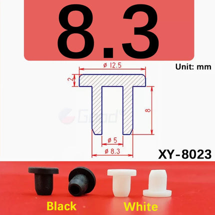 Black T-shaped silicone plug rubber hole cover dust-proof sealing, shock-absorbing foot pad  A-6.8mm~68.6mm