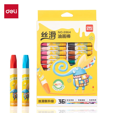 Deli 6961-6964 Oil Pastels 12-36 Colors Soft Wax Crayons EU US Certified Art Painting Pencils for Creative Drawing & Coloring