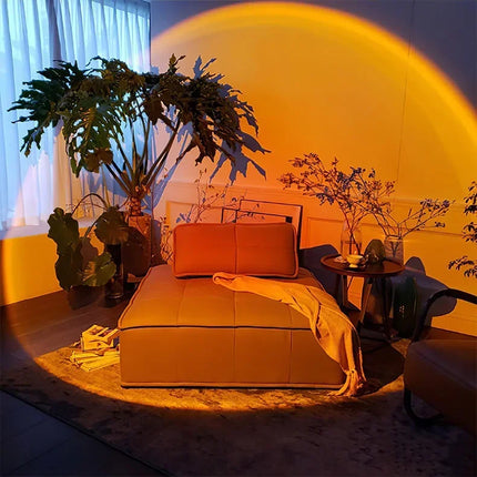 Projection Lamp USB Sunset Rainbow Atmosphere Night Light Sunset Light for Photography Selfie Coffee Store Live Wall Decoration