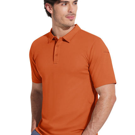 MAGCOMSEN Men's Tactical Polo Shirt Quick Dry Performance Pique Work Golf Shirt Sunglasses Loop Sleeve Pen Pocket
