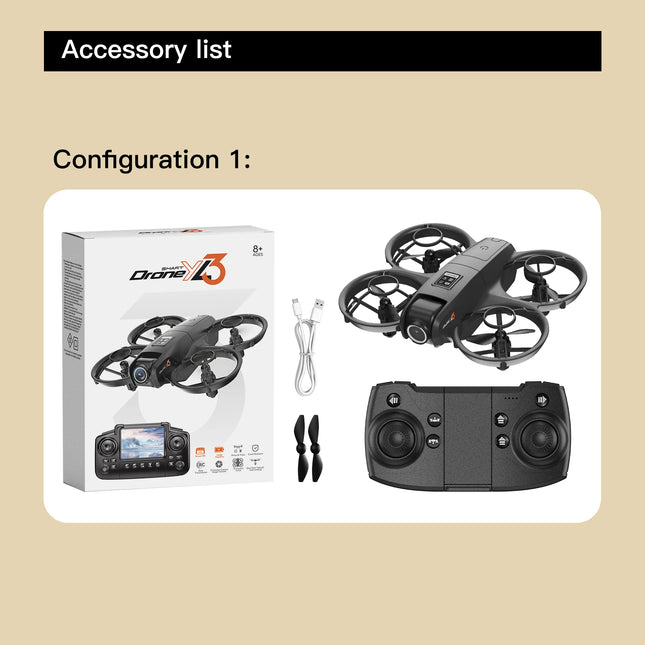 Portable RC Drone One Key Takeoff Landing Headless Mode Three Speed Adjustment Emergency Stop Optical Flow Hover 80M Remote Range Drone
