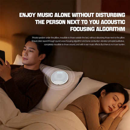 Lenovo Pillow Speaker HiFi Sleep Sound Machine White Noise Bluetooth 5.4 Speaker Digital Alarm Clock Timer Long Battery Life