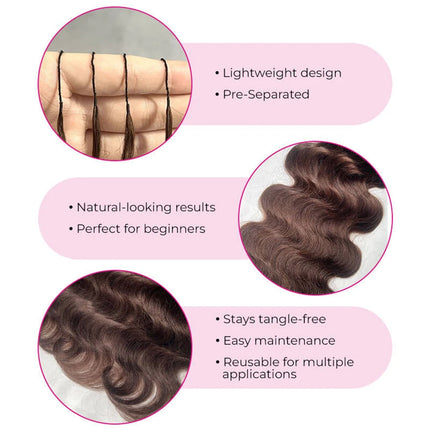 #4 Miracle Knots Chocolate Brown Body Wave Pre-Separated Crochet Human Hair Feather Extension Bundles For Braiding