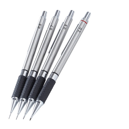 Metal Mechanical Pencil Set with Pencil Grip, Leads Art Drawing Student Office Supplies 0.5/0.7/0.9/2.0mm Automatic Pencil