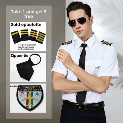 Air Force Pilot Uniform Men's Shirt Flying Clothes Nightclub Aviation Clothes Engineer Military Uniform Square Collar Other Mate