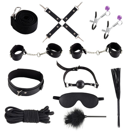 Couples BDSM Bondage Kit with Handcuffs Neck Collar Wrist Restraints Mouth Gag And Strap Fetish SM Sex Toys for Women Adult Game