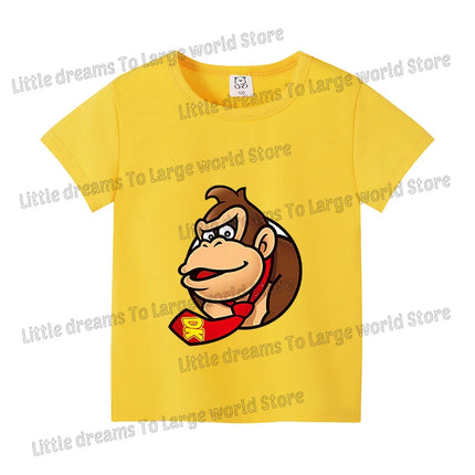 Super Marios Bros T-shirt for Kids Short Sleeve Shirt Cartoon Printed Tops Children Clothes Base Tee Boys Girls Clothing Gift