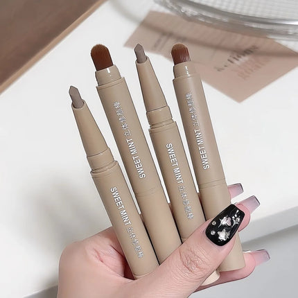 Contour Pen Double Head Bronzer Stick with Brush Nose Shadow Cream Contouring Pen Waterproof Natural Sculpting Makeup Cosmetics