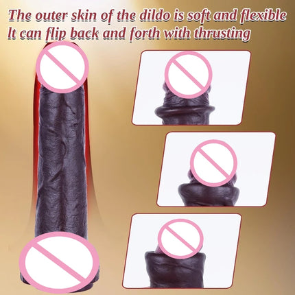 Adult Toys Black Dildo with Movable Foreskin,Realistic Dual-Density Silicone DildoCute Vaginal/Anal Penis,Suitable for Women Men