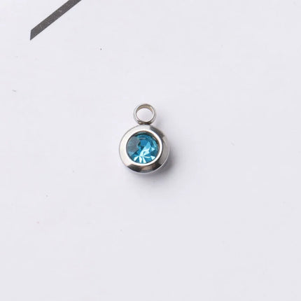 6.5mm Gold Titanium Steel Zodiac Sign Birthstone Pendant Charm Lucky Birthday Stone Cup Drill Point for DIY Jewelry Making