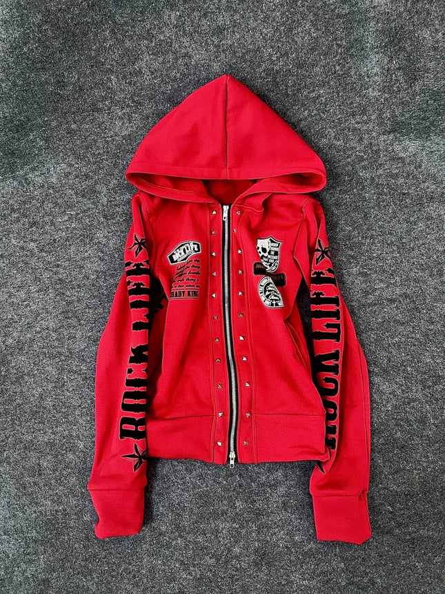 Retro Vintage Pink American Hairy Collar Hoodie with Waist cinched Girl Subculture y2k Hoodie Coat
