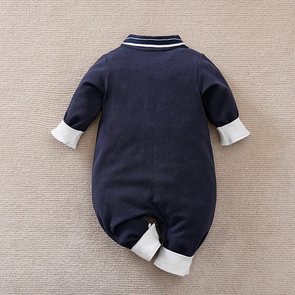 Spring And Autumn Boys And Girls' Literary Style Pony Embroidered Cotton Comfortable Long Sleeve Baby Bodysuit
