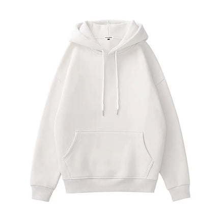 Retro Japanese Style Heavyweight Solid Color Hoodie Unisex Autumn Winter Casual Loose Warm Couple Inner Wear Top Coat