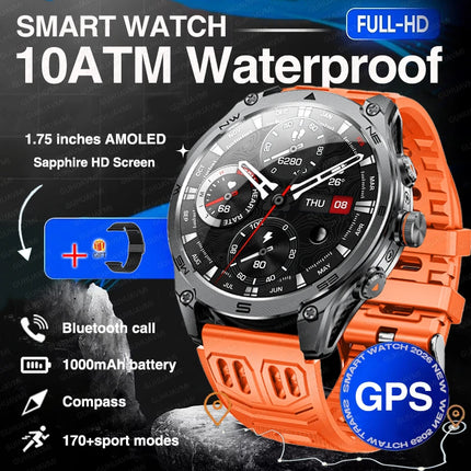 2026 New Built-in GPS Military Smart Watch Compass Barometric Altimeter 10ATM Waterproof Sports 1000mAh Battery Smartwatches Men