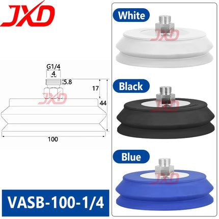 JXD Vacuum Suction Cup for Industrial Manipulator: VASB-30-1/8, Silicone Suction Nozzle VAS-15-1/8, Metal Fitting Suction Cup
