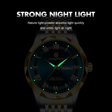 PAAZOMU 2025NEW Luxury Quartz Man Wristwatch Sport Men Watches Waterproof Luminous Date Stainless Steel Men's Watch