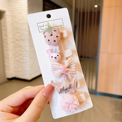 5Pcs/set Cute Bow Flower Hair Clips for Baby Girls Sweet Princess Rabbit Hairpins Kids Hair Accessory