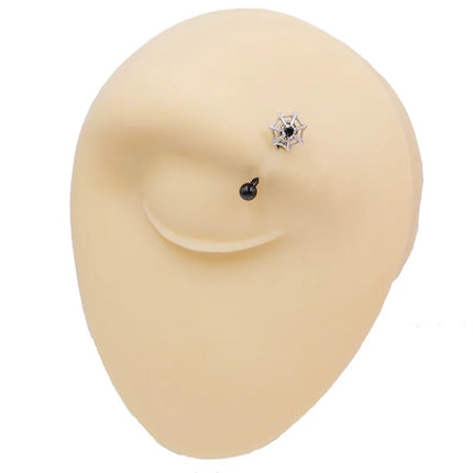 Fashionable Girl 1PC Stainless Steel Minimalist Basic Style Daily Black Devil Hot Girl Eyebrow Stud Piercing Accessory Jewelry