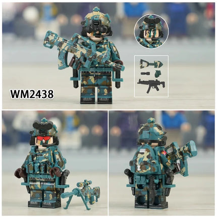 WM6147 WM6168 WM6169 Military Series SWAT Special Forces Building Block Commando Soldier City Police Cap Mini Action Figure Toys