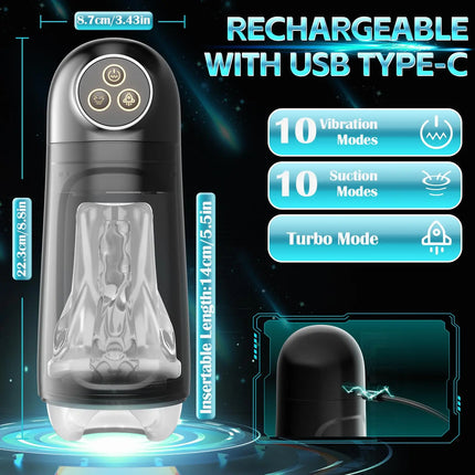 Automatic Male Sucking Masturbator Cup with TPE Channel Rubber Vagina Blowjob Textured Penis Pump Adult Sex Toys for Men 18