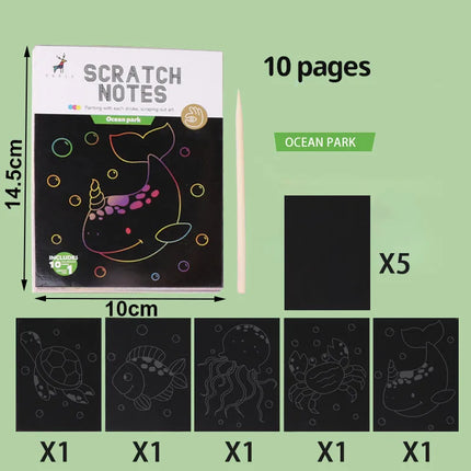 Rainbow Magic Scratch Off Paper Set for Kids Arts Scraping Painting Toy Children DIY Graffiti Book Montessori Educational Toys