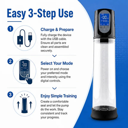 Electric Vacuum Penis Pump Men's Sex Toy Penis Extender 4 Sucking Modes LED Display Rechargeable Cock Training Penis Extension