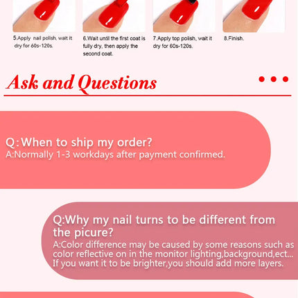 LILYCUTE 7ml Water-based Nail Polish Red Glitter Sequins Long Lasting Quick Drying No Need of Lamp to Cure Vernis for Nails