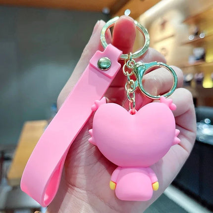 Cute Poppy Toothed Keychain Cartoon 3D Sausage Mouth Doll Car Keychain Couple Bag Pendant Children Toy Jewelry Gift