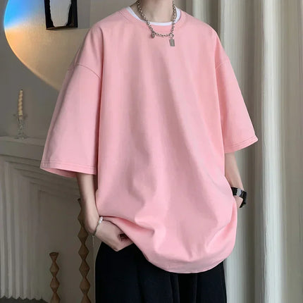 Men's Cotton T-shirts White Men's Oversized T-Shirt Solid Summer Casual Wear Tee Shirts Fashion for Men 5XL Male Clothes