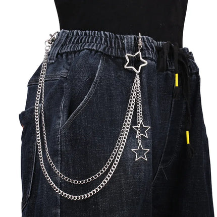 Punk Steet Keychains Chain Women Men Star Rivets Accessories Rock Goth Pants Waist Belt Chain On Jeans Jewerly