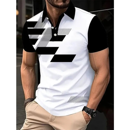 Fashion Colorful Geometry 3D Printed Polo Shirt For Men's Clothing Short Sleeves T-shirt Summer Casual Button Tops POLO Shirts