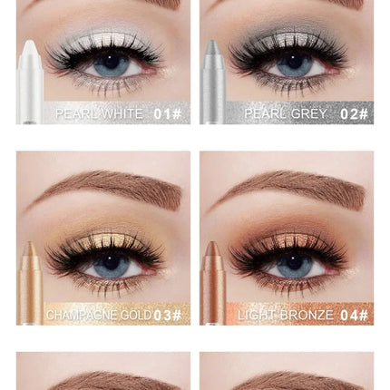 12Colors Glitter Eyeshadow Pen Long Lasting Matte Eye Shadow Palette Shiny Highlighter Silver Purple Eyeliner Pencil Cosmetics