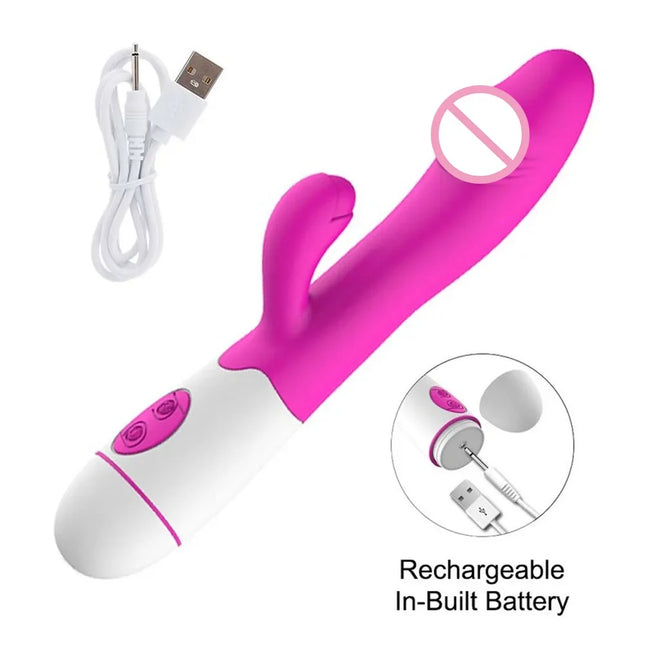 Rabbit Vibrator for Women Vagina G-Spot Nipple Clitoris Stimulator Thrusting Telescopic Rotating Dildo for Adult Sexy Toys