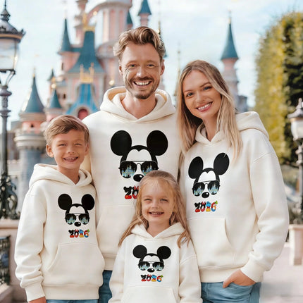 2026 Spring Mickey Pattern Pure Cotton Hoodie Parent-child Suit Unisex Cute Keep Warm High Quality CausalFamily Cotton Hoodie
