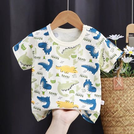 Cute Dinosaur Kids Girl Clothes T-shirt for Korean Children's Clothes 2025 Cotton Bear Baby Tops Car Boy T-shirts Clothing