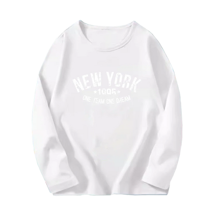 Fashion Paris Eiffel Tower Print T-Shirt Girls Long Sleeve Letter T-shirt Kids Cotton Clothing