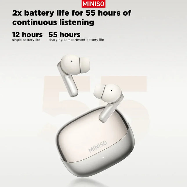 MINISO MS106 Bluetooth Earphone TWS Wireless Headphones Long Battery Life Sports Earphones Noise Reduction Comfortable Earbud