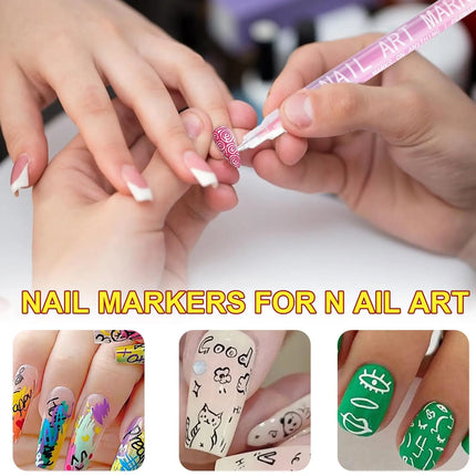 12 Colors Nail Art Pens Set,Nail Polish Pens Drawing Painting Point Liner Acrylic Painted Pen Kit, Waterproof and Quick-drying
