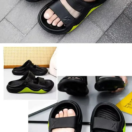 Men's Summer Outdoor Sandals Anti-Slip Beach Thick Bottom Color Block Soft Comfortable Sports Slippers PVC Material Leisure Styl