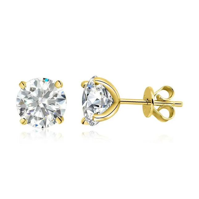 TY 925 Sterling Silver 0.2-3CT Rose Gold Color Moissanite Stud Earrings For Women Sparkling Classic Wedding Lab Dia Earring