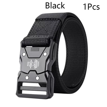 Genuine Tactical Belt Black Quick Release Outdoor Men's Belt Buckle Quick Release Elastic Belt Sport Nylon Braided Belts for Men