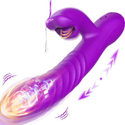 4 IN 1 Licking Thrusting Vibrator Dildo Vagina Masturbators G Spot Rabbit Vibrator Clit Stimulator Adult Women Sex Toy Couples