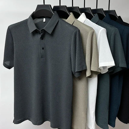 Brand Clothes Summer New Men's Short Sleeve T-shirt Ice Silk Cool and Breathable POLO Shirt Business Casual Sweat-absorbing Top