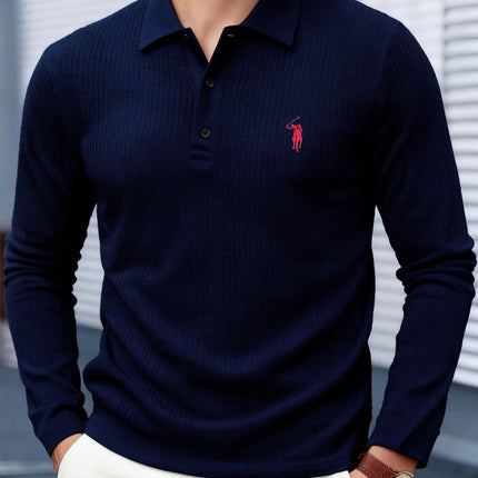 Men's long-sleeved polo shirt, high-end brand, exquisite embroidery, 2025 Spring and Autumn collection, casual, breathable, fashionable T-shirt top