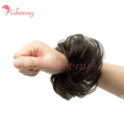 Natural Messy Bun Hairpiece, 4 Inch/10cm Elastic Hair Tie Chignon, Synthetic Curly Hair Bun Scrunchie, Multiple Colors for Daily Wear